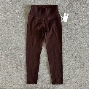 Good‎ American Chocolate Brown Ribbed High Waisted Compression Leggings Size 1/2